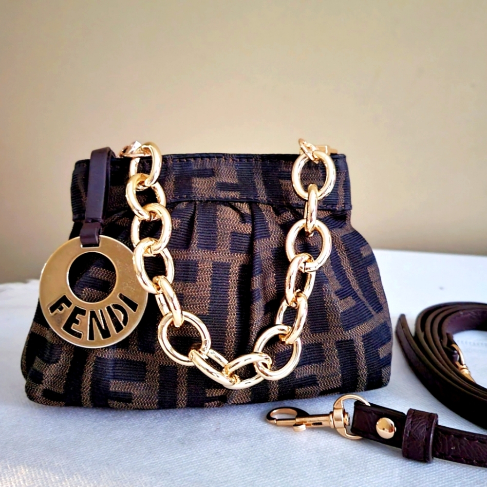 Fendi FF Zucca Mini Pochette Crossbody Handbag